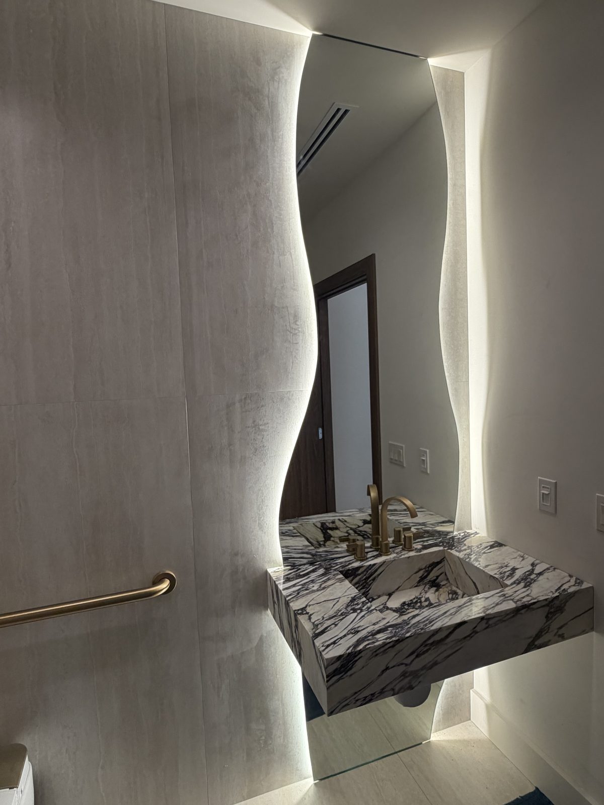 Wave-Edge Backlit Mirror