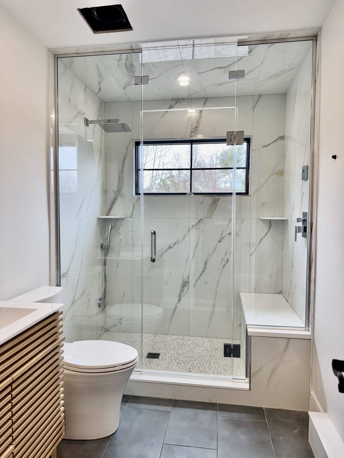 Marble Steam Shower with Picture Window
