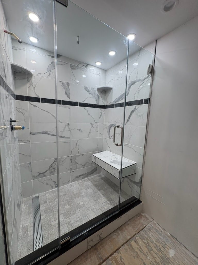Marble Bath Frameless Shower